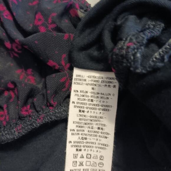 Free People Sweetie Pie Black Floral Mesh Blouse M - Picture 8 of 8